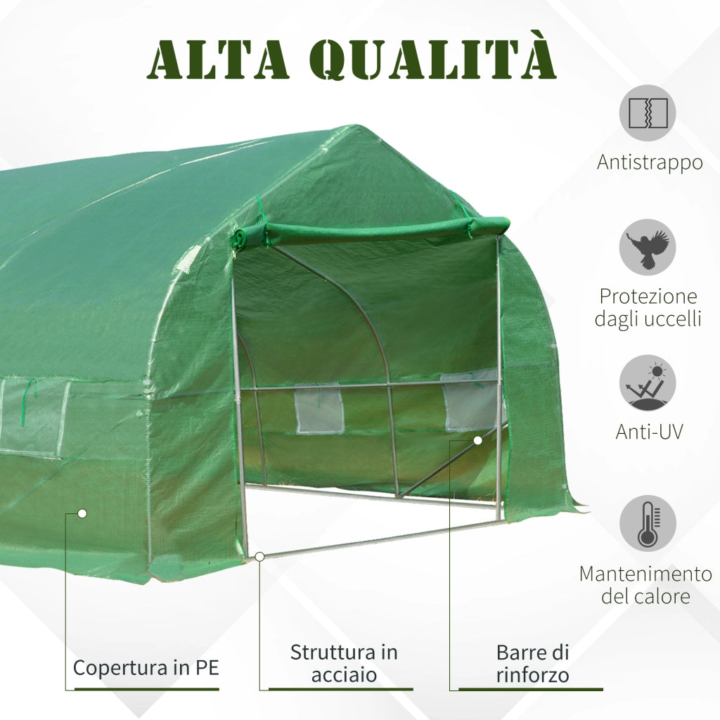 Serra Tunnel per Giardino ¨C Minimal ¨C Verde Acciaio 8x3x2m