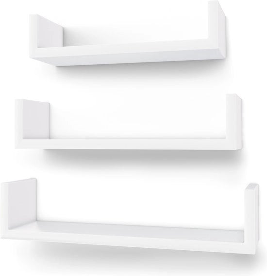 Set di 3 tavole da parete - Tavola da parete appoggiata - Finitura alta lucidità - 30/35/40 cm - Bianco