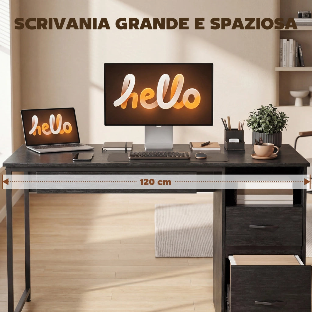 Scrivania Ufficio Tavolo Computer Salvaspazio, 120x52.3 cm, Nero