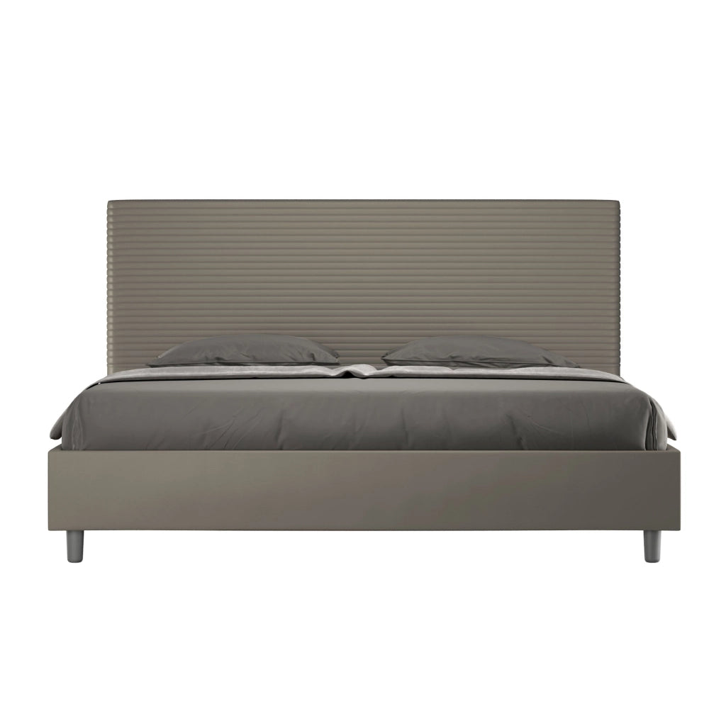 BS COM Letto matrimoniale king size senza rete imbottito 200x200 similpelle cappuccino