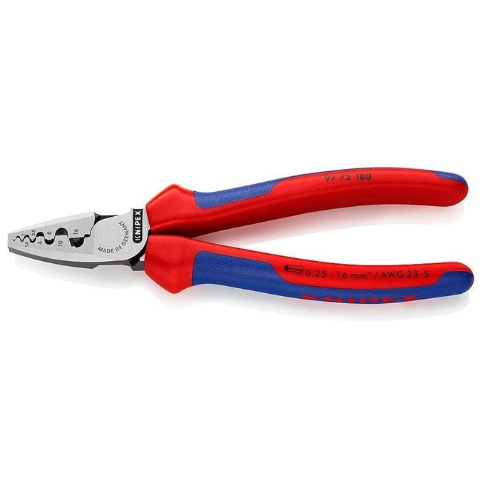 Knipex 97 72 180 Pinza Capicorda per Crimpatura 0,25 - 16 mm² 9 Profili Trapezoidali Marcati colore Blu Rosso Argento