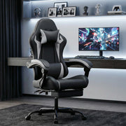 Sedia Gaming Ergonomica con Cuscino Lombare e Poggiatesta ¨C Xylo ¨C Nero e Bianco