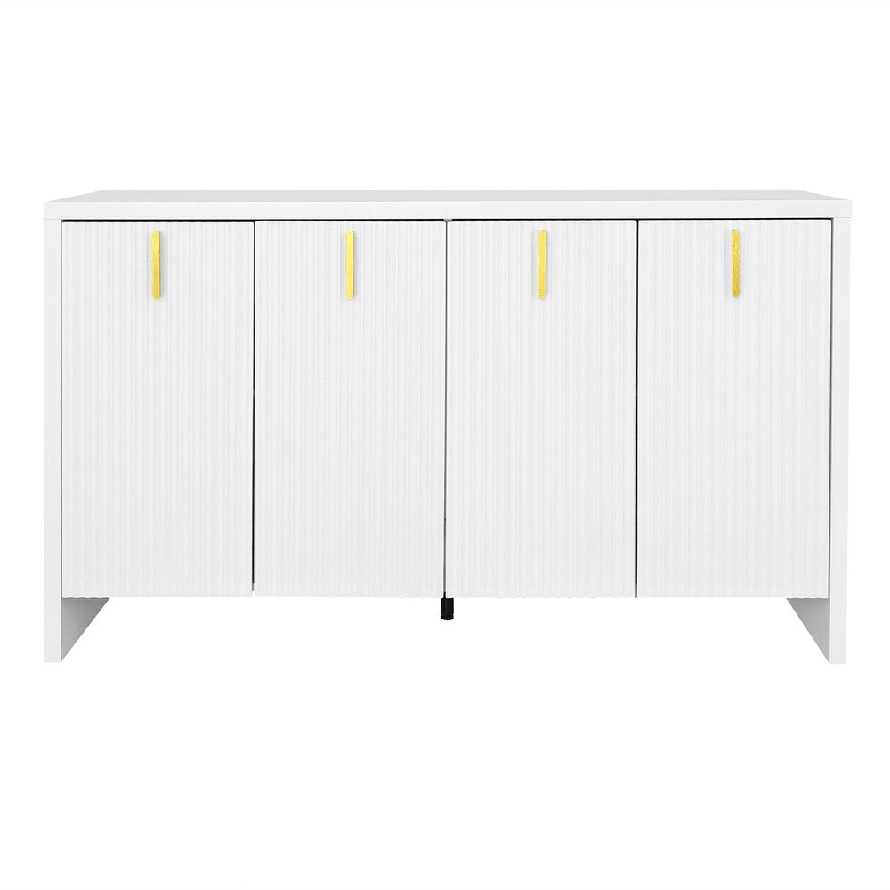 Sideboard Moderno ¨C MINIMAL ¨C Bianco, Ante con Maniglie Dorate, Ripiani Regolabili