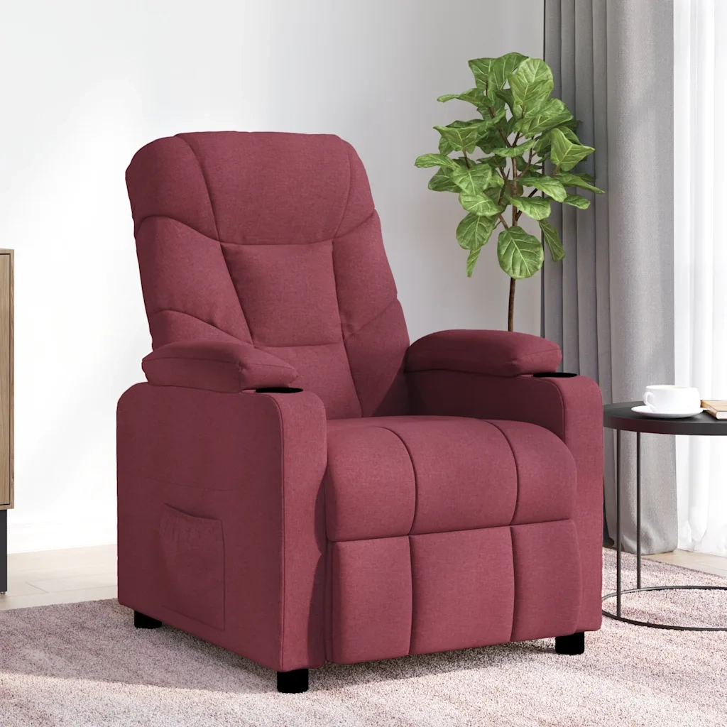Poltrona Massaggiante Elettrica Rosso Vino in Tessuto 339095