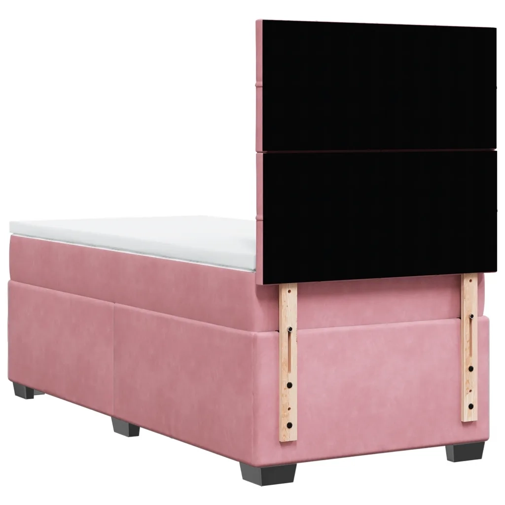 Giroletto a Molle con Materasso Rosa 100x200 cm in Velluto 3290839