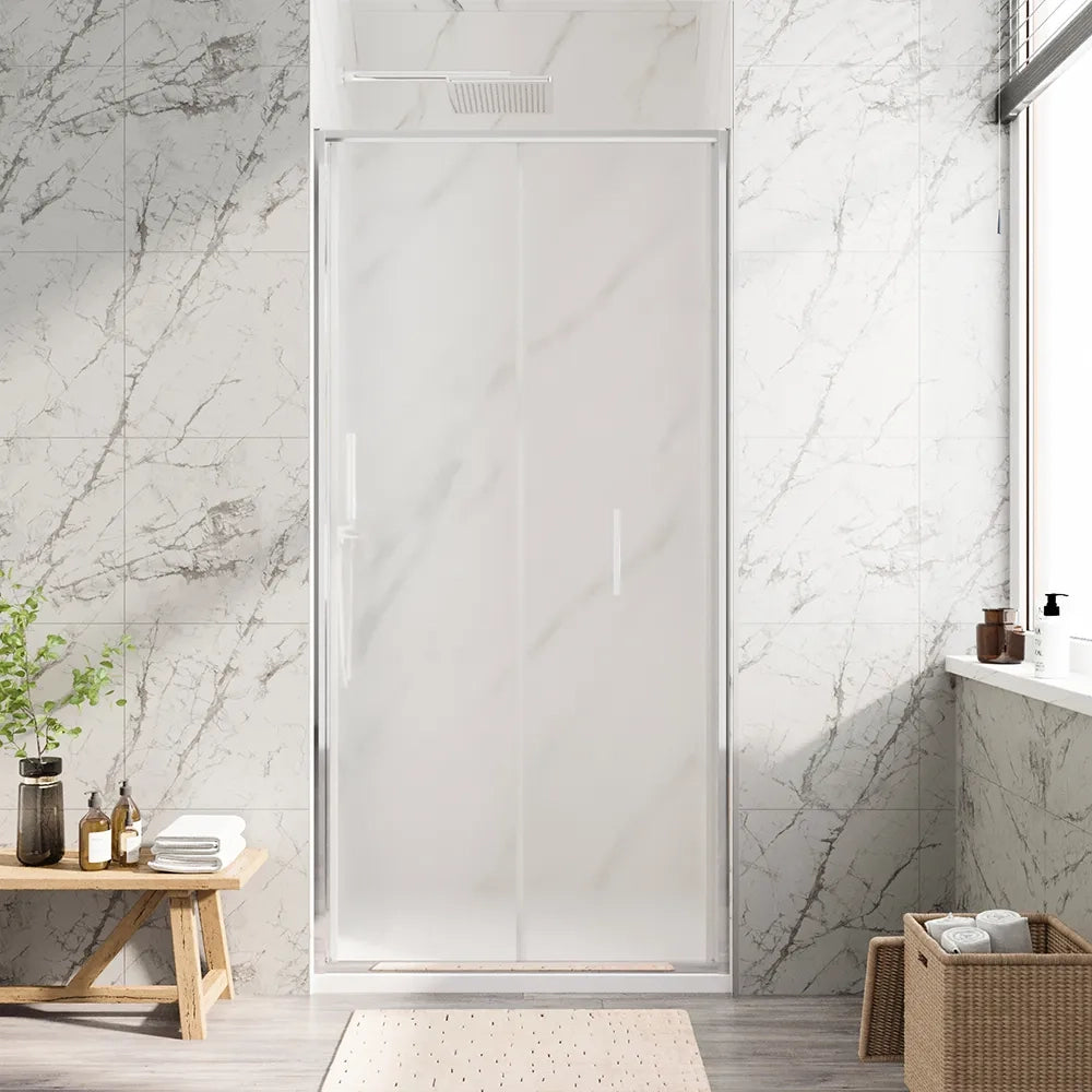 Porta doccia 70cm con apertura a libro profili slim cromati vetro 6mm opaco h190 | Portofino