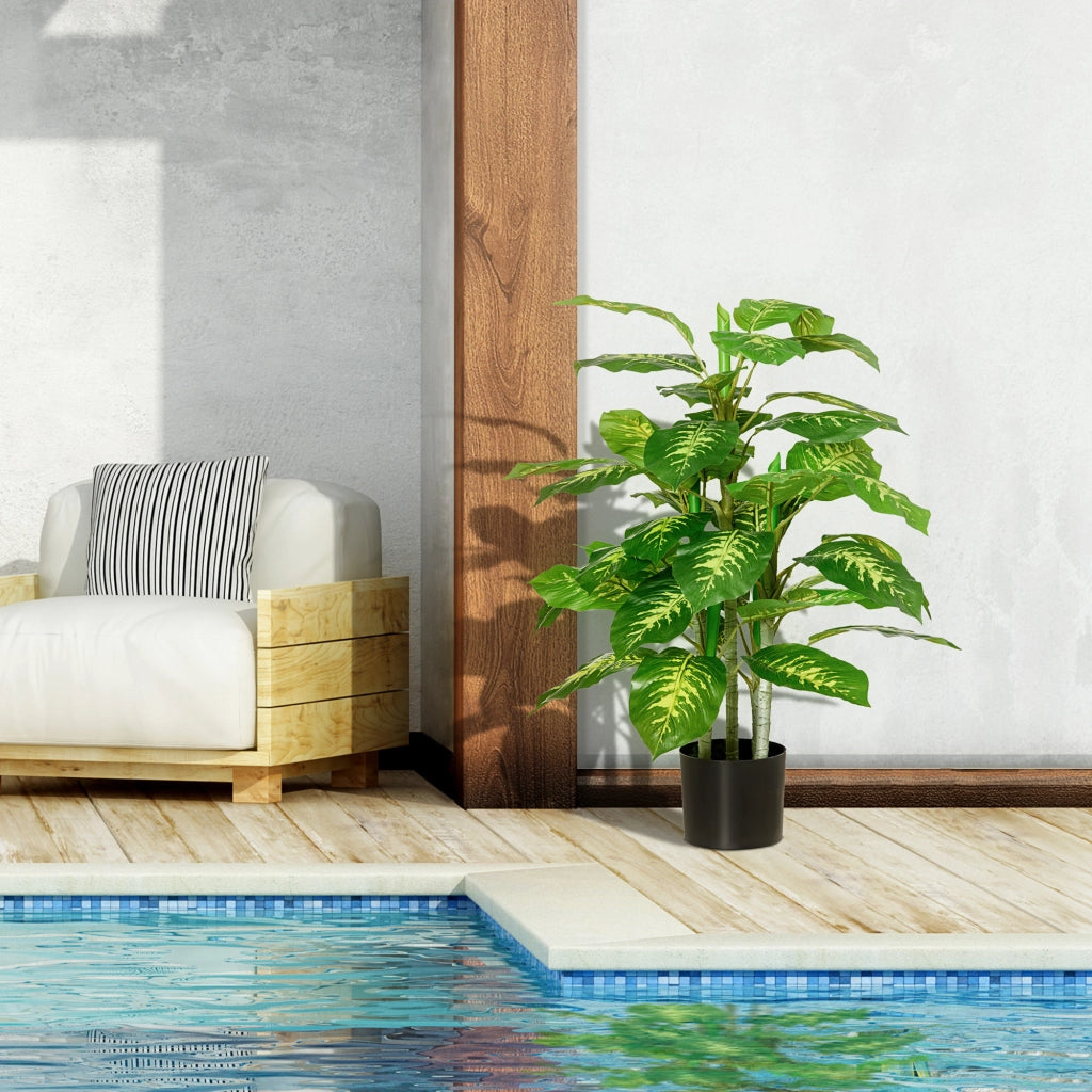 Pianta artificiale in resina con vaso in cemento ¨C Minimal ¨C Verde 95 cm