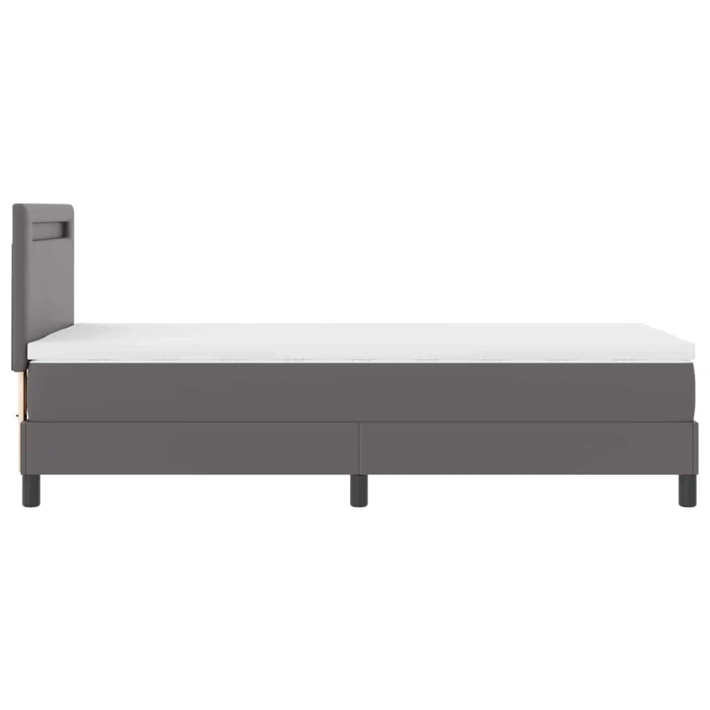 Letto a molle con materasso Grigio 90 x 190 cm Pelle sintetica 3339030