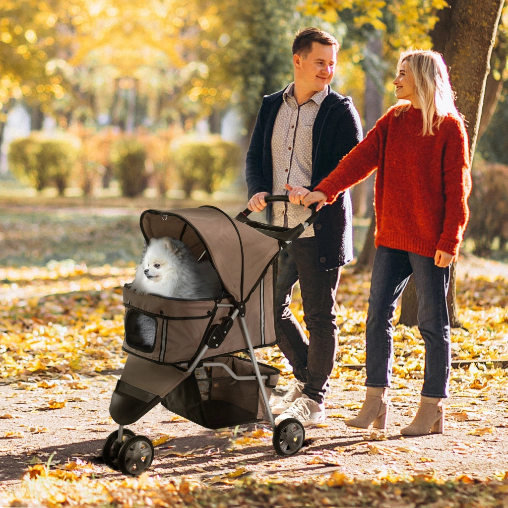 Carrello Pieghevole per Animali ¨C Minimal ¨C Marrone 75x45x97 cm