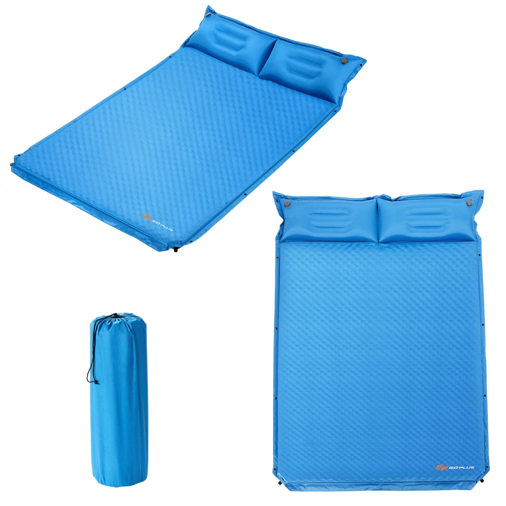Materasso da campeggio auto gonfiante, Materasso comodo per dormire con cuscini Blu
