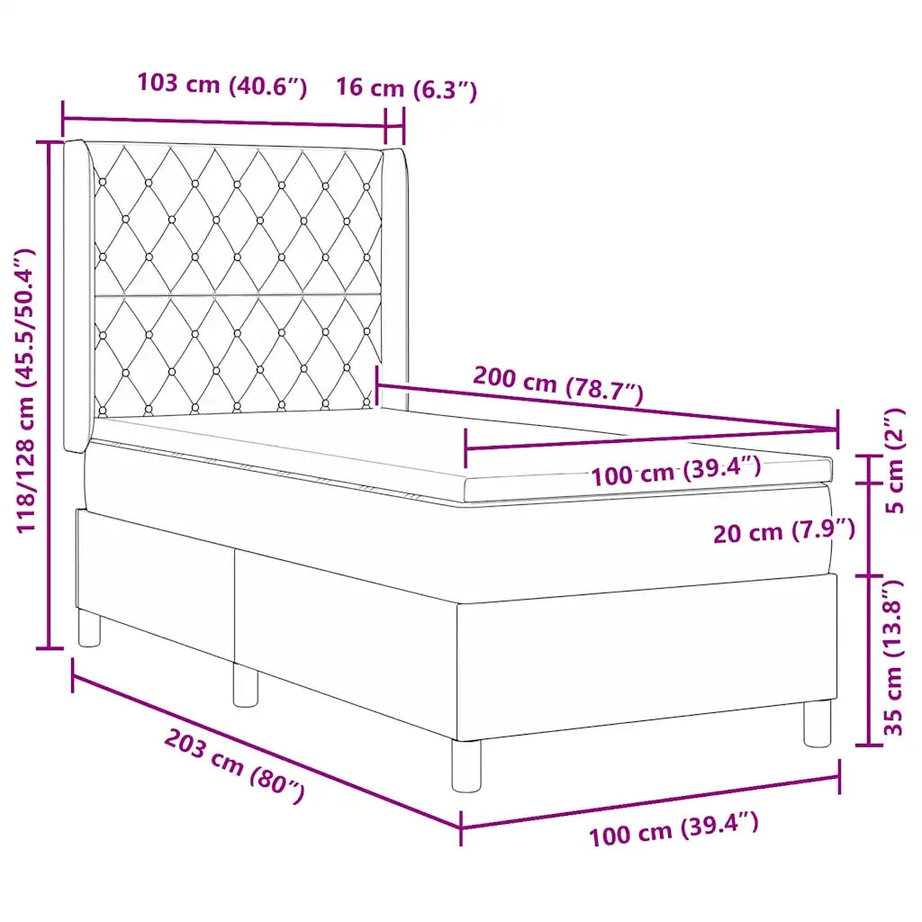 Letto a molle con materasso Blu 100 x 200 cm Velluto 3341946