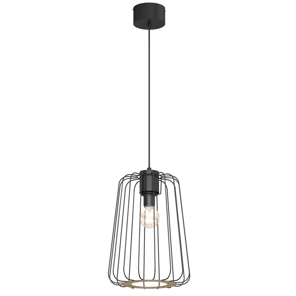 Lampada a sospensione nera a gabbia Trad Luminex E27
