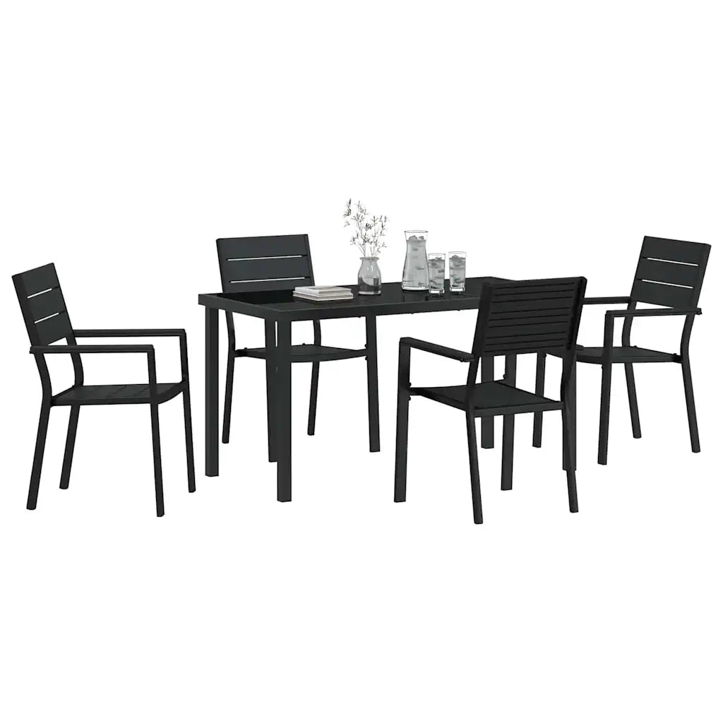 Set da Pranzo per Giardino 5 pcs Nero 3379144