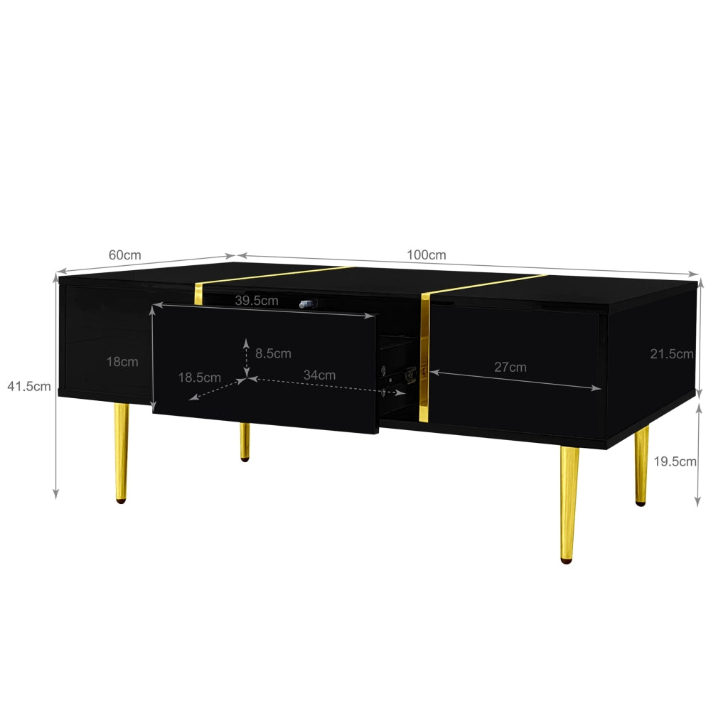 Cassettiera per TV nera lucida in MDF lunghezza 170 cm