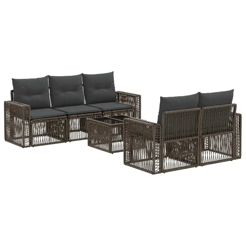 Set Divano da Giardino 6 pz Grigio polyrattan 3435053
