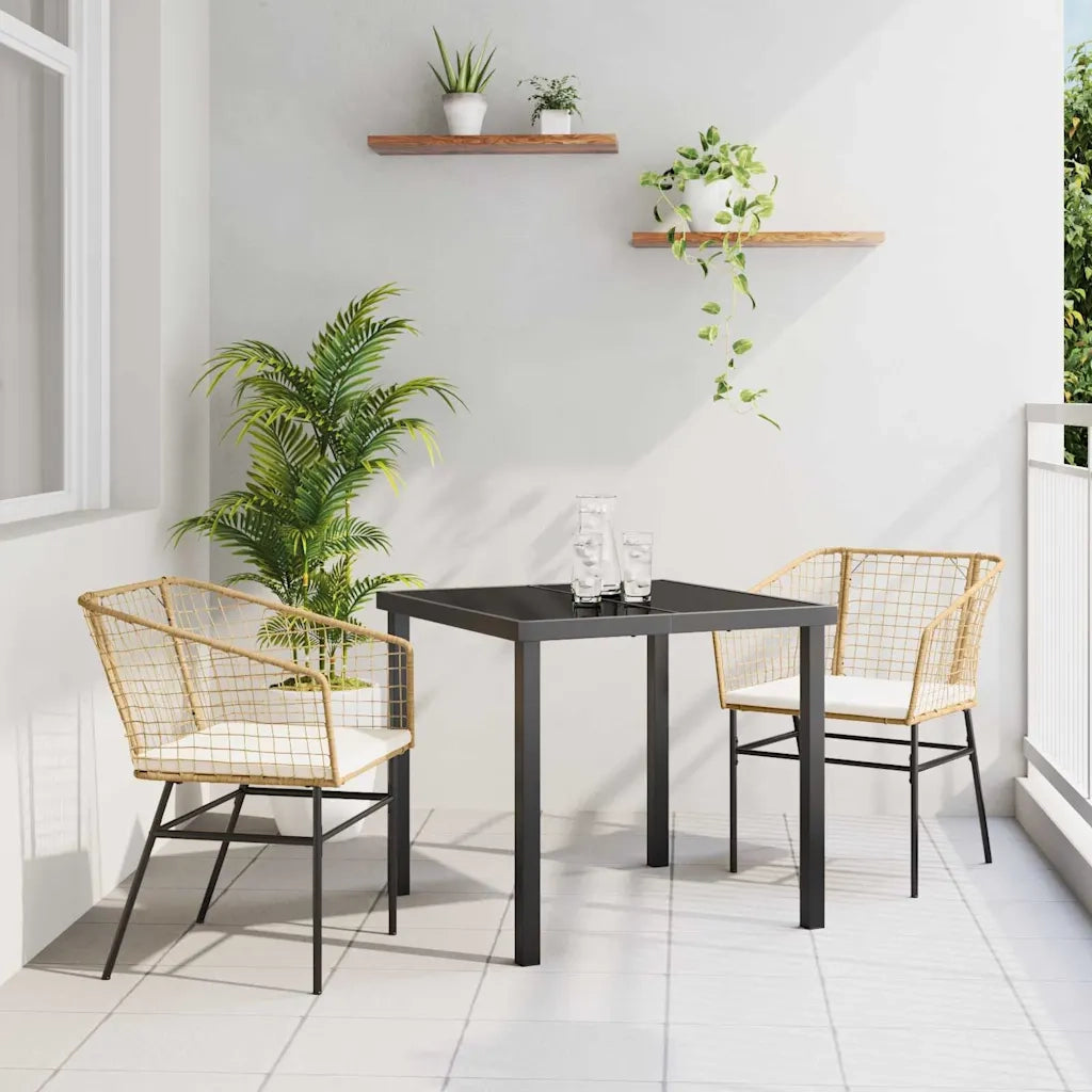 Set da Pranzo per Giardino 3 pcs Marrone polyrattan
