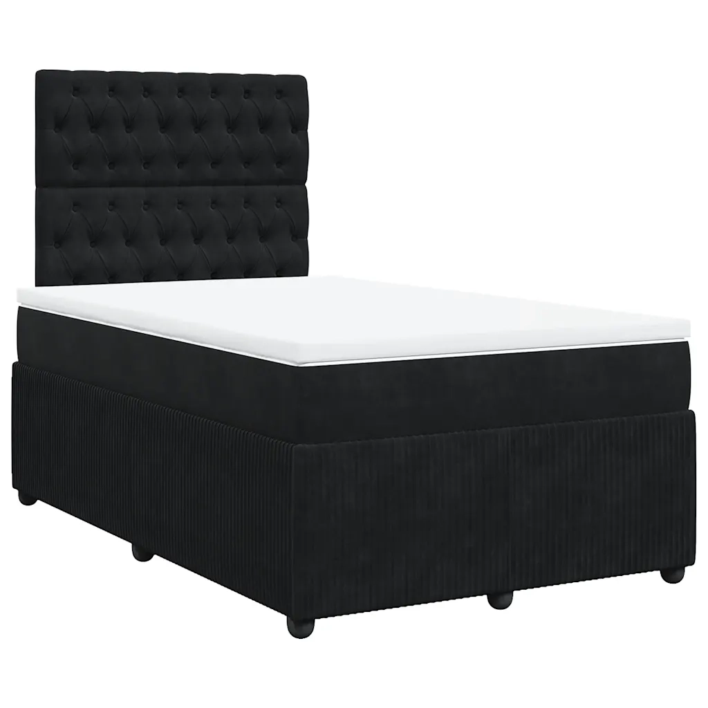 Giroletto a Molle con Materasso Nero 120x190 cm in Velluto 3294594