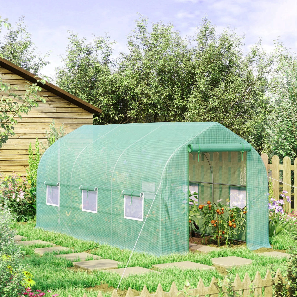 Serra da Giardino 4x2x2 m ¨C zephmum ¨C Verde con 6 Finestre e Porta a Rullo