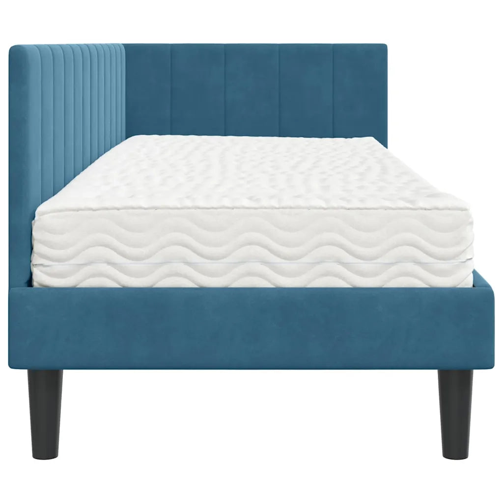 Struttura Letto Angolare con Materasso 2 pcs Blu Velluto 3393877