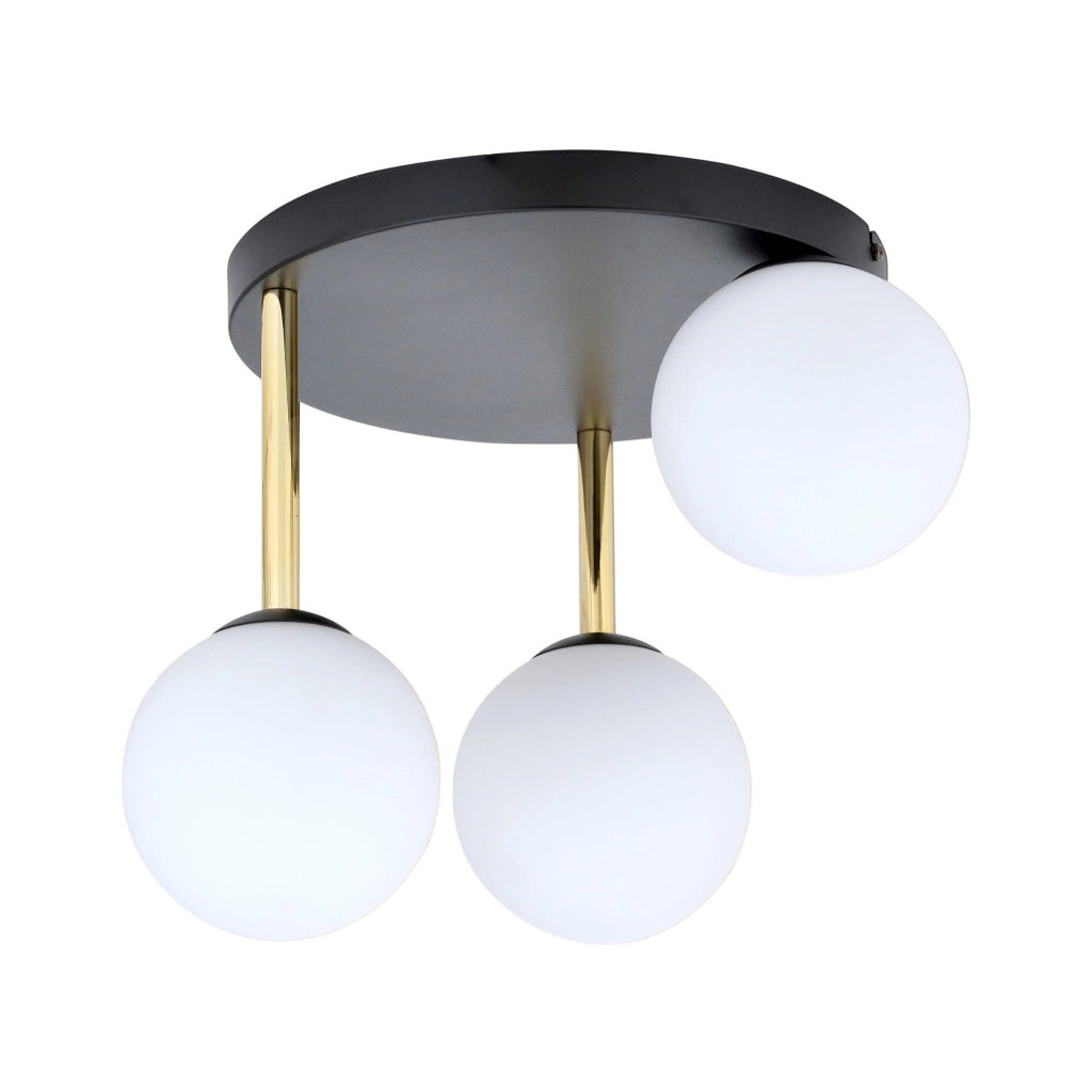 Plafoniera Emibig DOLCE 3 luci E14 vetro bianco oro