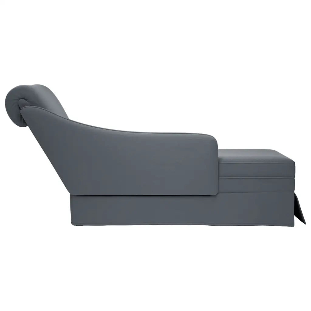 Sdraio con Capezzale e Bracciolo Destro in Velluto Grigio Scuro 4009783