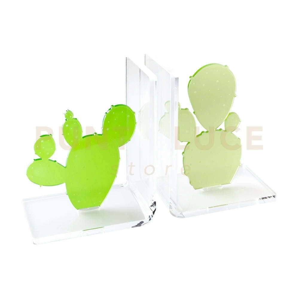 REGGILIBRO CACTUS IN CRISTALLO ACRILICO TRASPARENTE E VERDE