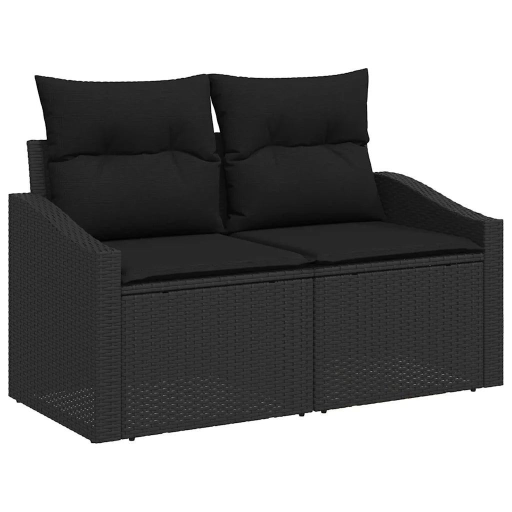 Set di divani con cuscino con archiviazione Nero polyrattan 3359302