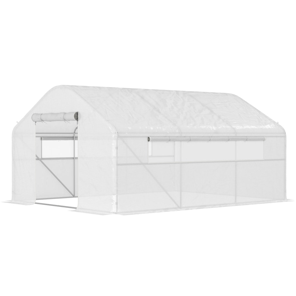 Serra da Giardino 4x3x2 m con 2 Finestre e Porta a Zip ¨C Minimal ¨C Bianco