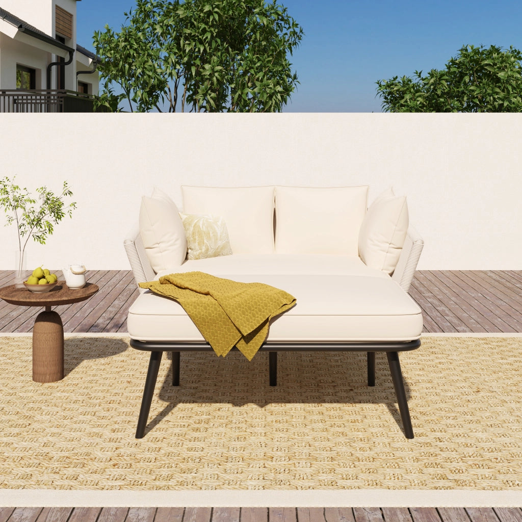 Divano da Giardino con Cuscini ¨C MINIMAL ¨C Beige, Set Lounge Esterno