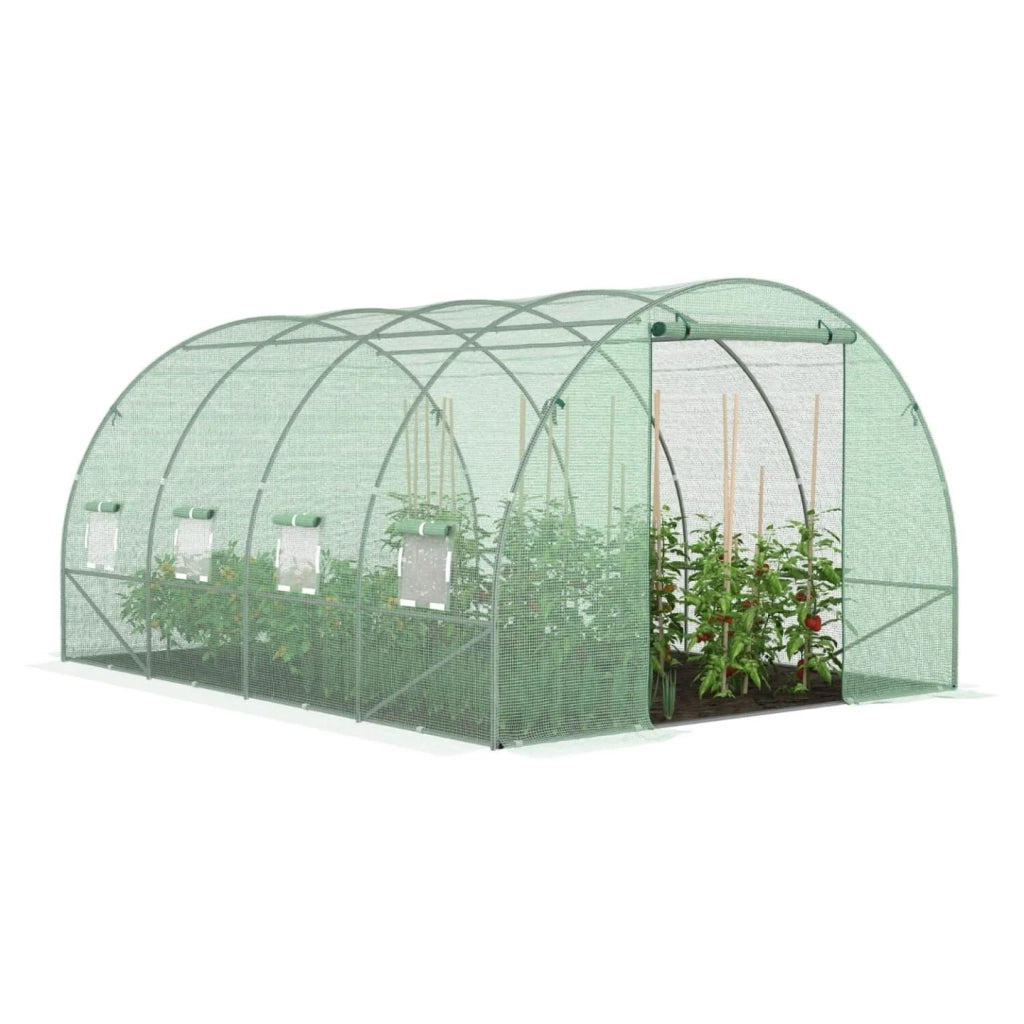 IDMarket - Telone di ricambio per serra da giardino a tunnel da 12 m², 4 x 3 x 2 m, anti-UV, con porta e finestre, modello ZEBRA verde