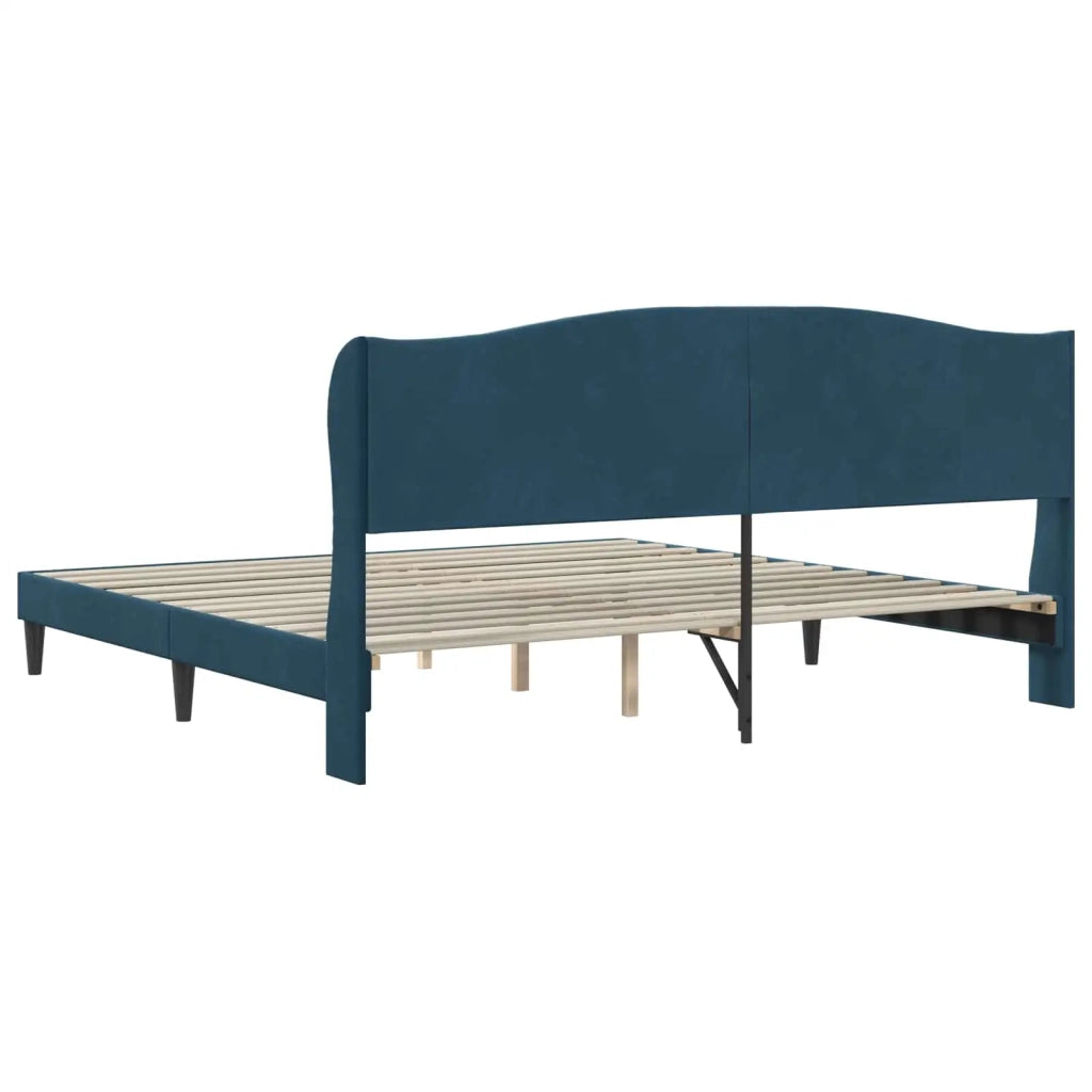 Letto matrimoniale | Letto per adulti | Struttura del letto con testiera Blu 200 x 200 cm Velluto