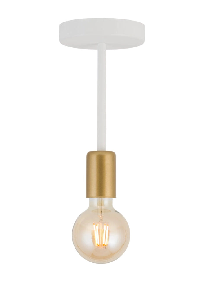 Plafoniera loft minimal bianco-oro Gino 1 luce E27 Sigma