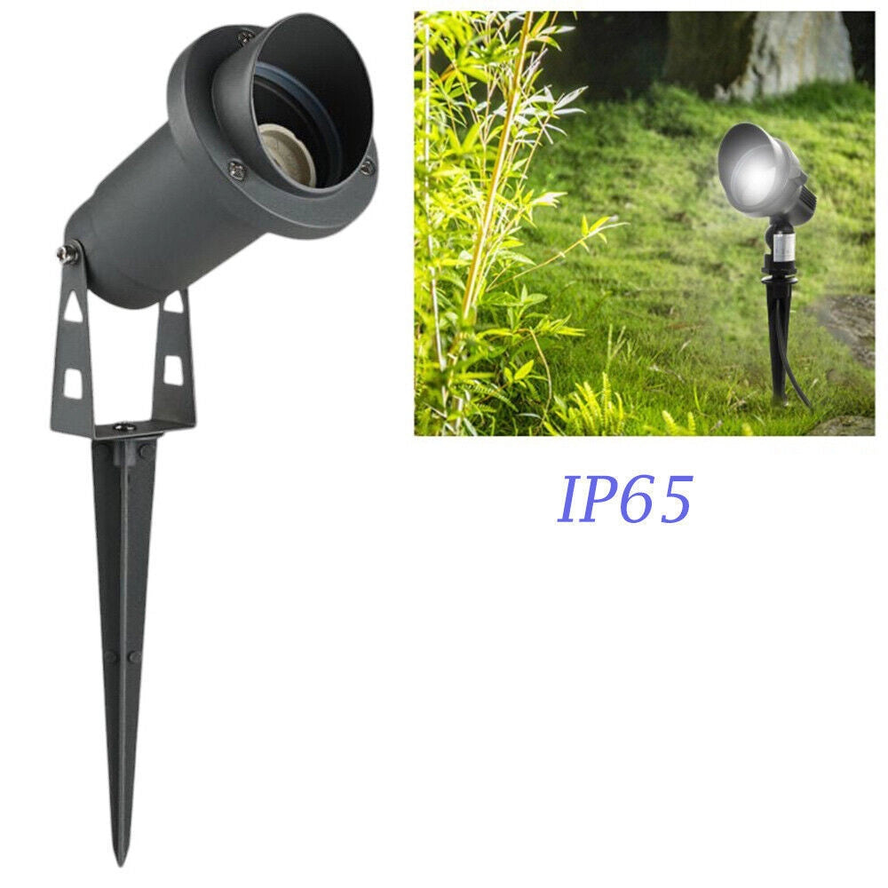 Trade Shop - Faretto Esterno Da Giardino Doppia Istallazione Con Picchetto Staffa Gu10 Ip65 Et-01 - Grigio