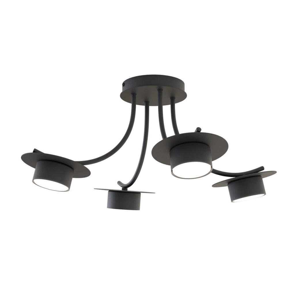 Plafoniera ENSO nera elegante 4 luci GX53 12W Emibig