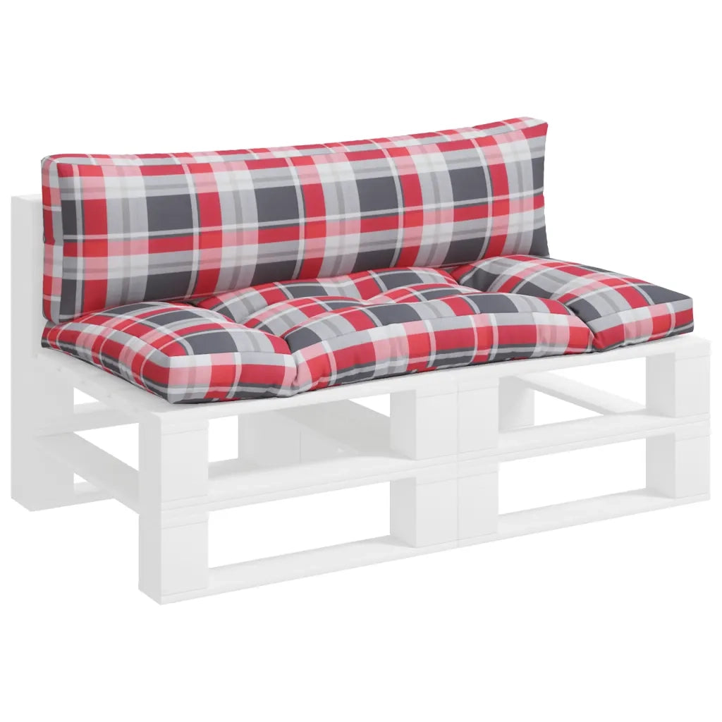 Cuscini per Pallet 2 pz a Quadri Rossi in Tessuto 360935