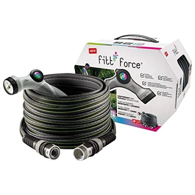 FITT TECHNOLOGY FLOW 76493-07 Tubo per Irrigazione 20 m 1-2'' con Lancia e 2 Raccordi No Torsion System colore Grigio-Lime