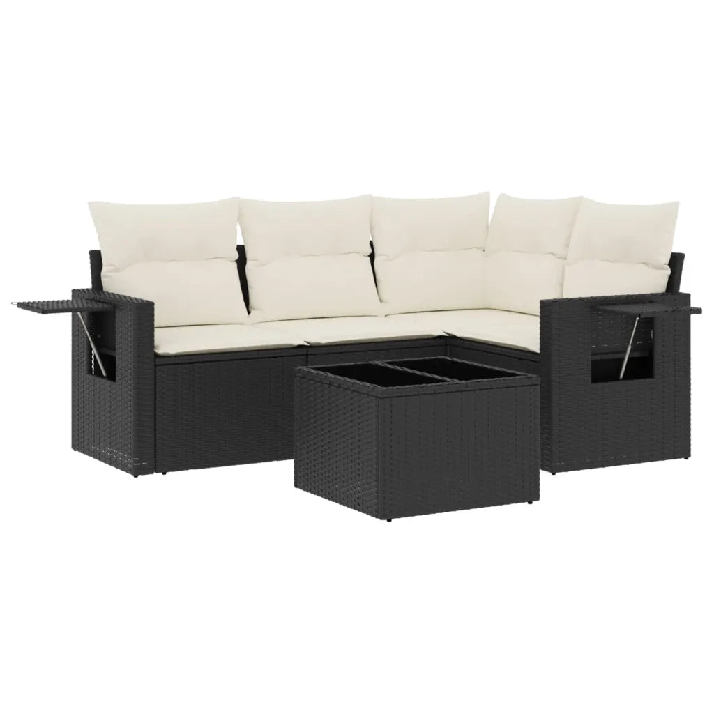 Set Divani da Giardino 5 pz con Cuscini in Polyrattan Nero 3252453