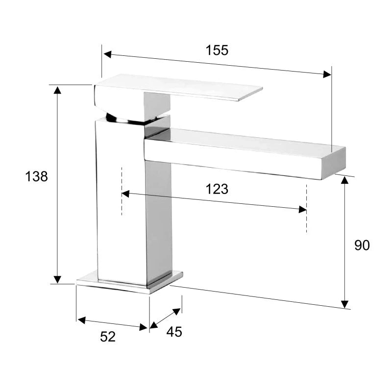 Miscelatore in ottone cromato design quadro serie skyline