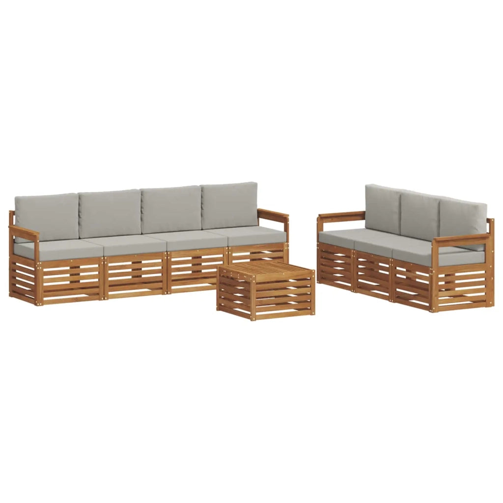 Set divani con cuscino 8 pcs Grigio Naturale e Chiaro 3374476
