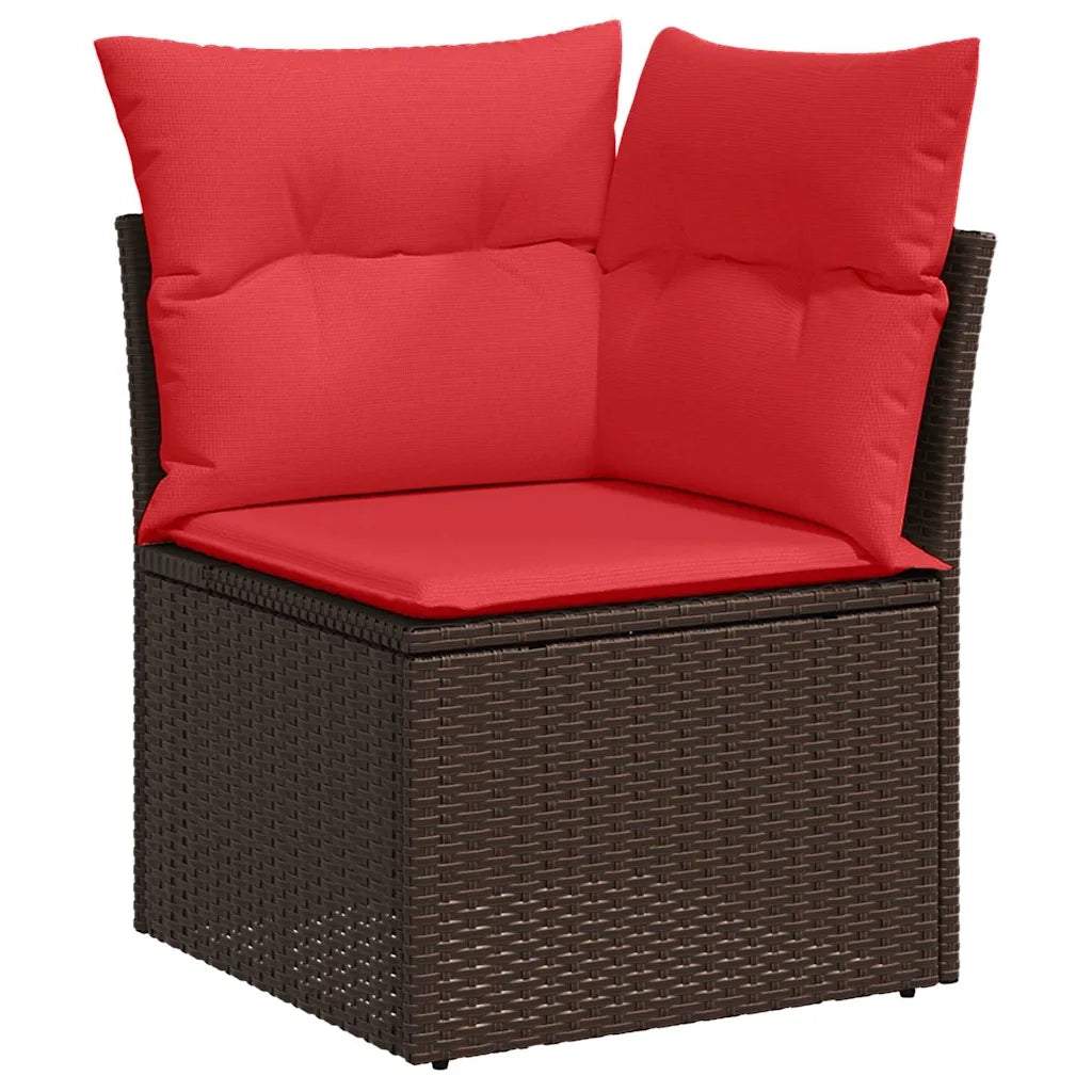 Set Divano da Giardino Marrone e Rosso polyrattan 3355723