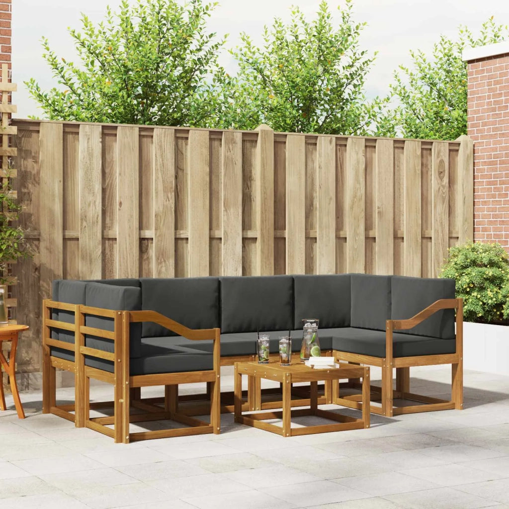 Set di divani da esterno con cuscino 7 pcs Naturale e Antracite 3366095