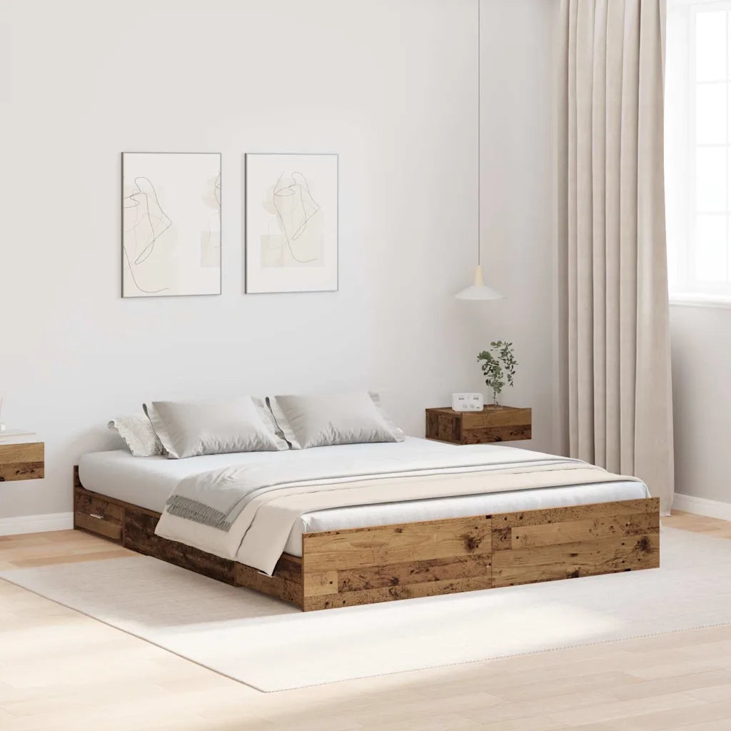 Struttura letto con contenitore Legno vecchio 140 x 190 cm 3335315