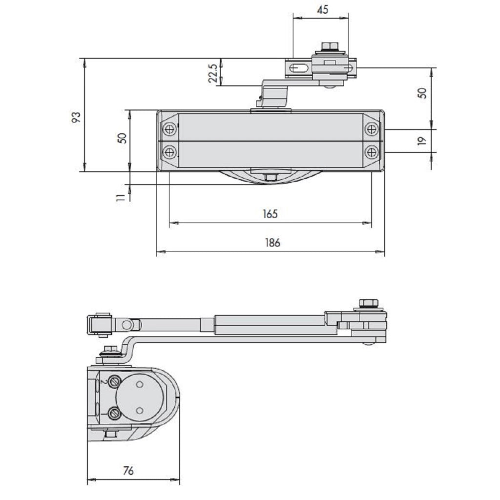 C1416-03-0-97 CHIUDIPORTA SMART PLUS 2 GRIGIO RAL 9006. CISA