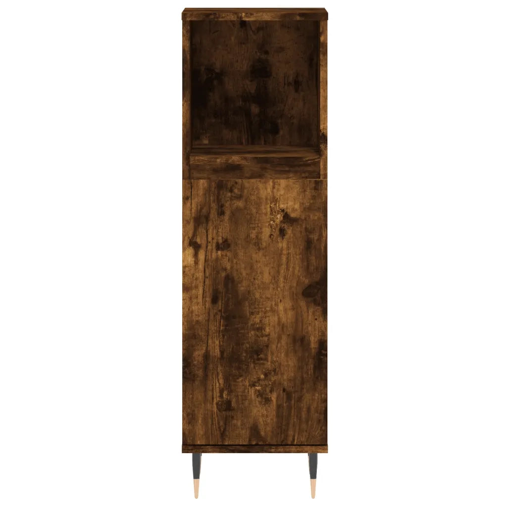 Set Mobili da Bagno | Armadio da bagno 3 pz Rovere Fumo in Legno Multistrato
