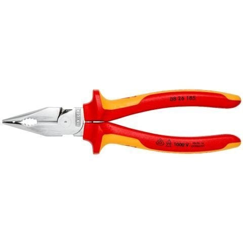 Knipex 08 26 185 Pinza a Becco Lungo con Isolamento VDE 1000 V Lunghezza 185 mm colore Arancione Rosso