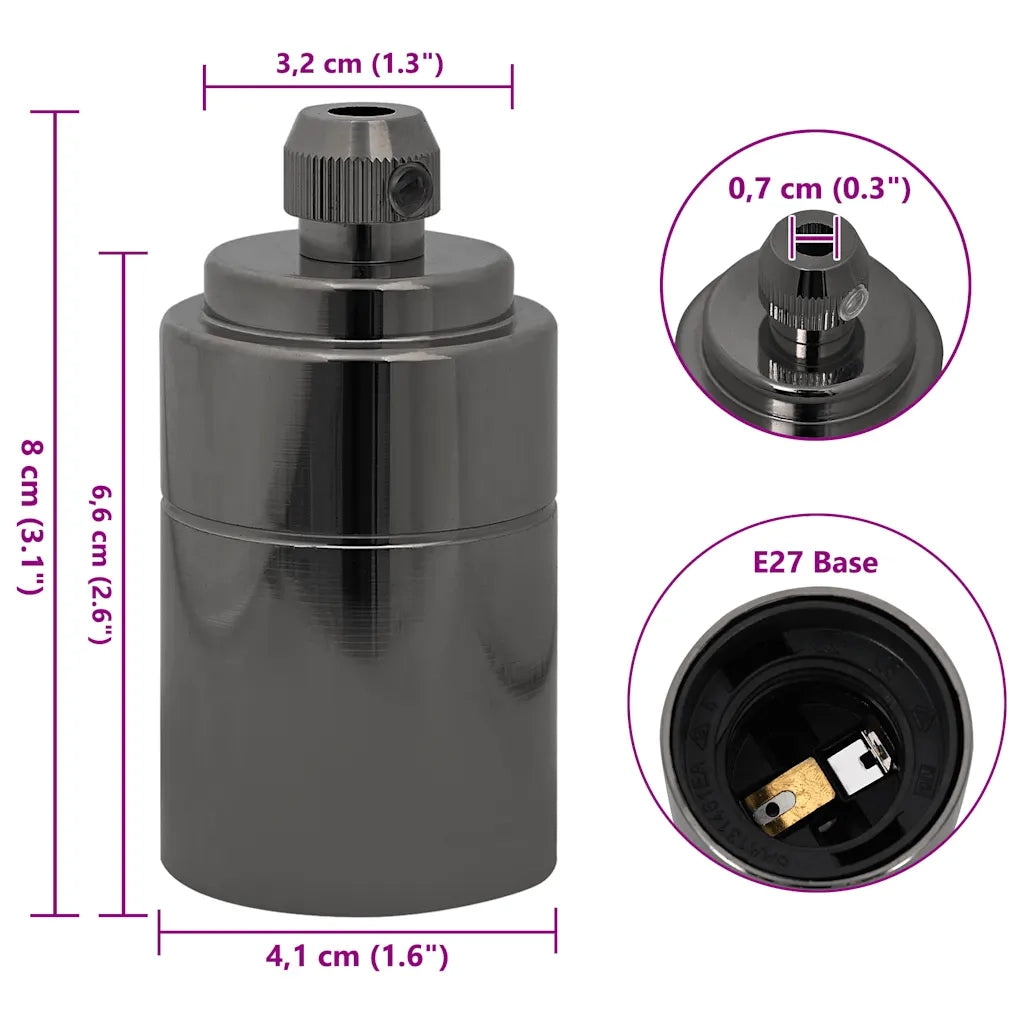 Portalampade 2 pz Nero Lucido E27 CFW4189423