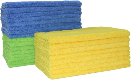 Microfibra pulisci tutto - blu, verde, giallo - 41 x 61 cm - 18 pezzi