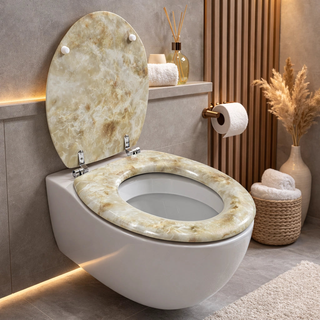 Sedile Copriwater Universale Per Bagno Effetto Marmo MDF 450x375 mm 52966A