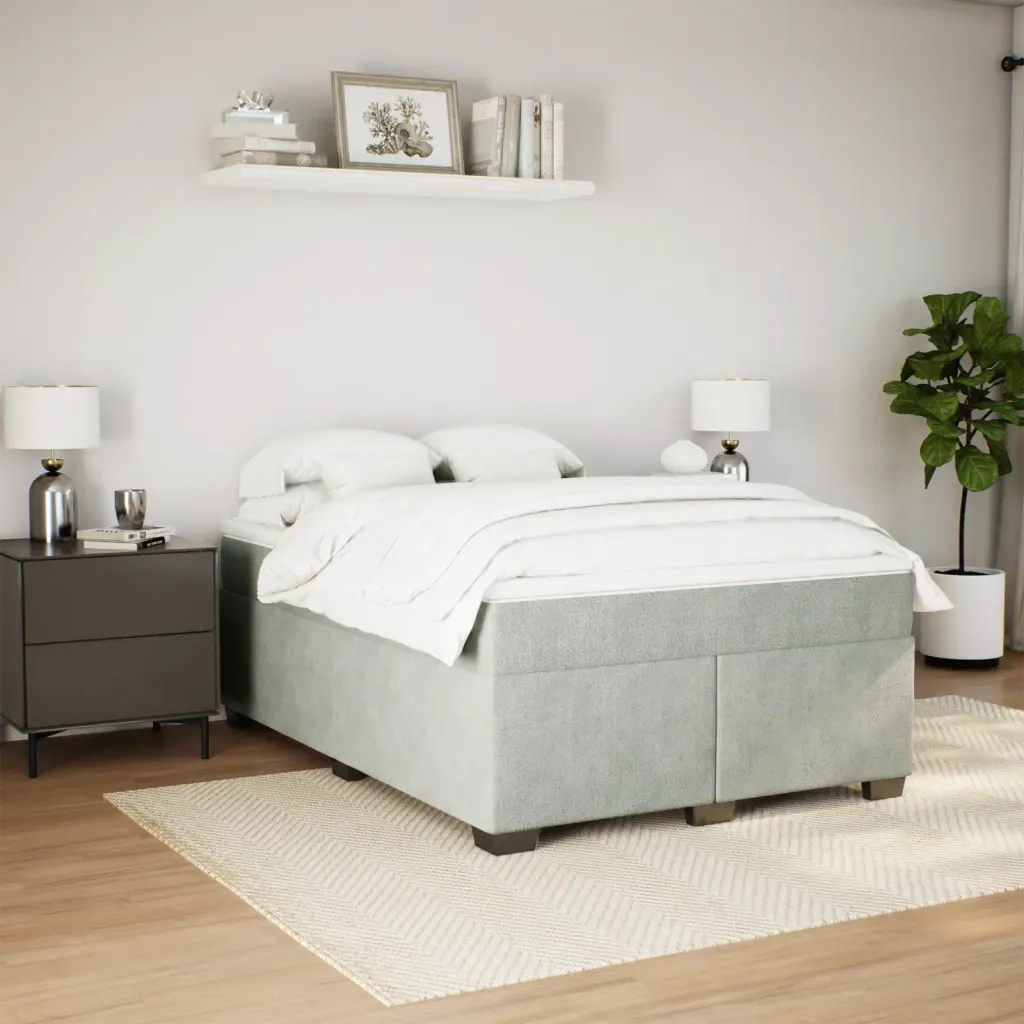 Giroletto a Molle con Materasso Grigio Chiaro 140x200cm Velluto 3285287