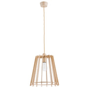 Lampada a sospensione scandi legno chiaro, gabbia aperta E27 Alfa